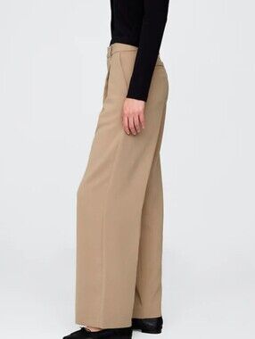 GAP Women's 2A Tan Pleated Wide Leg Newport Trousers